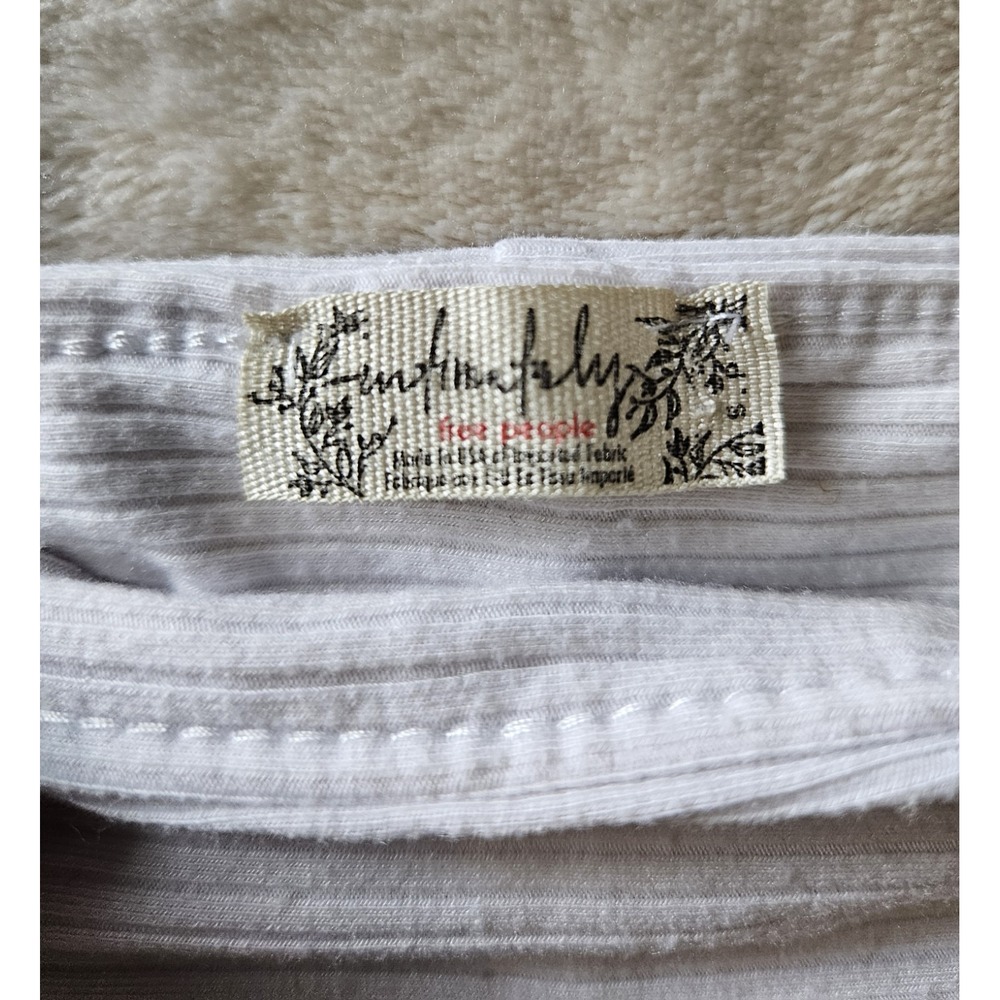 Free People Intimately White Square-Neck Ribbed Crop Knit Wide Strap Tank Small - Picture 3 of 5